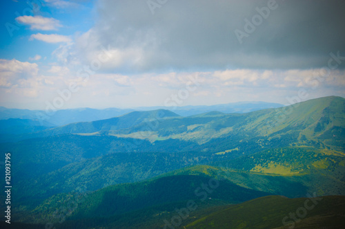 Mountains under mist at Carpathian, Ukraine