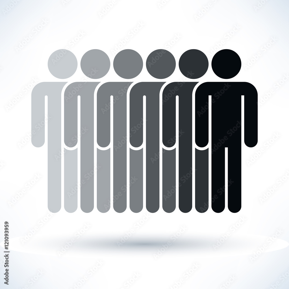 Black six people man figure with drop shadow Black six people man figure with drop shadow