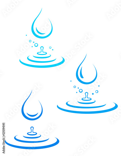 set of water drop icons and splash