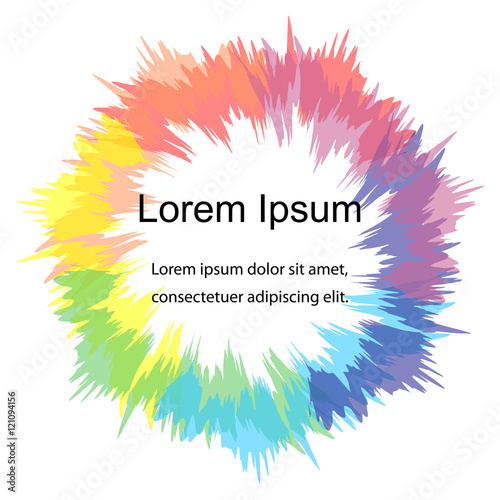 Vector Illustration.Rainbow Colored Circle with Ragged Edges. Template for Banners, Badges, Posters, Stickers. Abstract Background