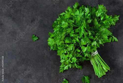 Bunch of parsley isolated on a black background 