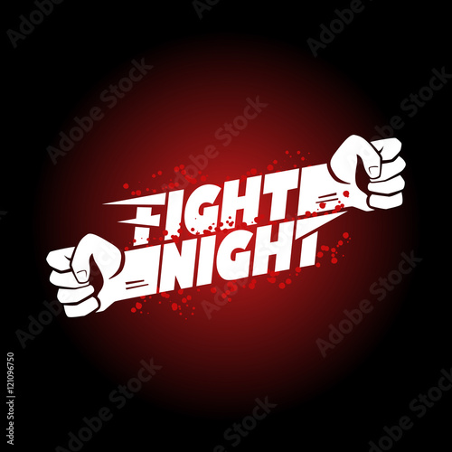 Fight night mma, wrestling, fist boxing championship for the belt event poster logo template with lettering.