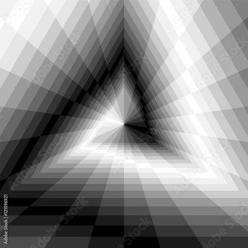 Vector Illustration. Triangle Abyss. Monochrome Rectangles Expanding from the Center. Optical Illusion of Volume and Depth. Geometric Abstract Background. Suitable for Web Design.