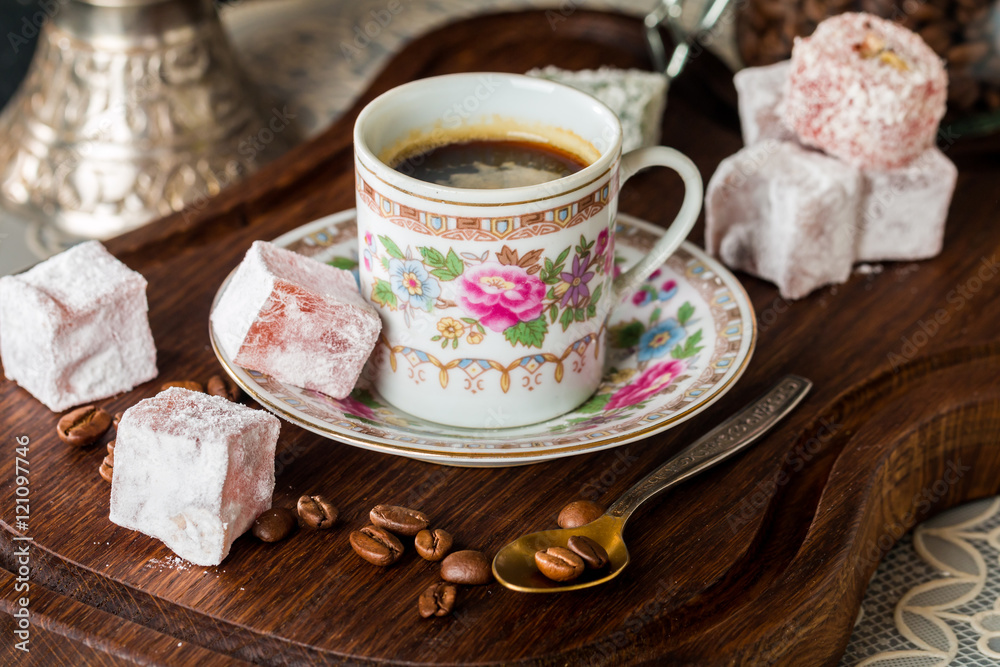 Turkish coffee with delight Turkish coffee with delight