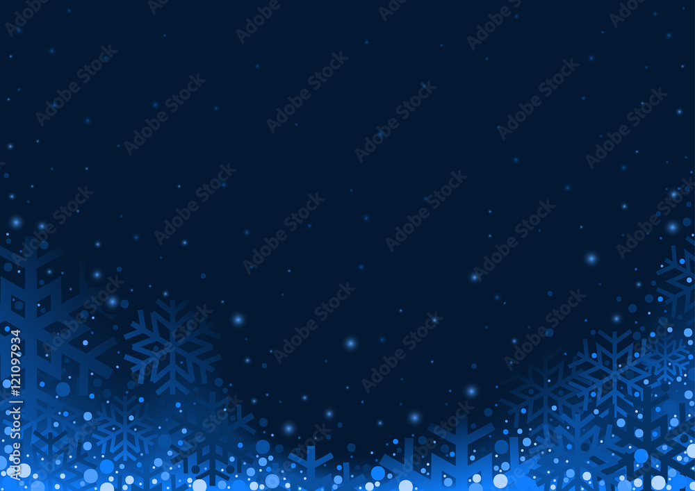 Obraz premium Blue Christmas Background - Abstract Illustration with Snowflakes, Vector
