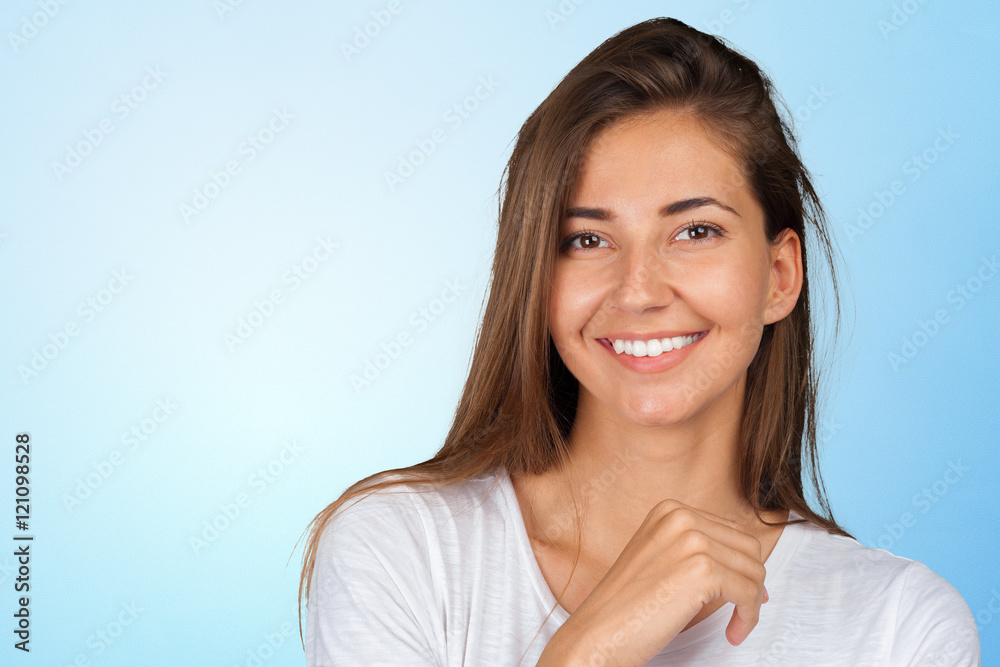 Portrait of young cheerful smiling woman