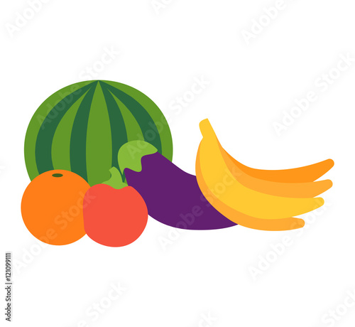 Fototapeta Naklejka Na Ścianę i Meble -  Mix of colored tropical fruits on white background. Composition of tropical and mediterranean fruits healthy food concepts decoration. Vitamin healthy eating food tropical fruits vegetarian nutrition.