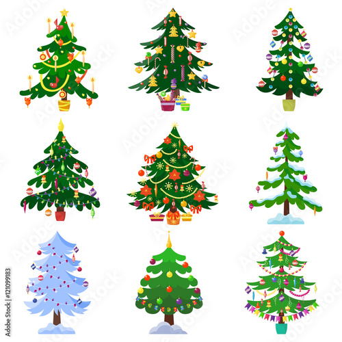 Christmas tree set vector.