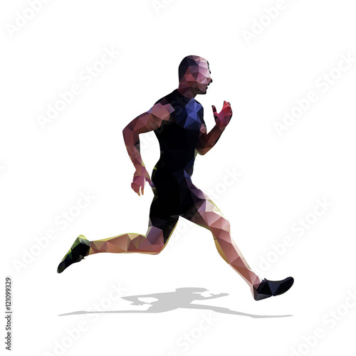 Abstract geometric running man. Polygonal runner. Vector illustr