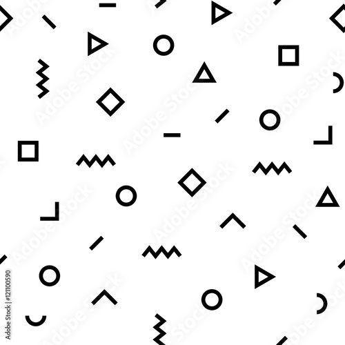 Hipster memphis pattern with geometric shapes