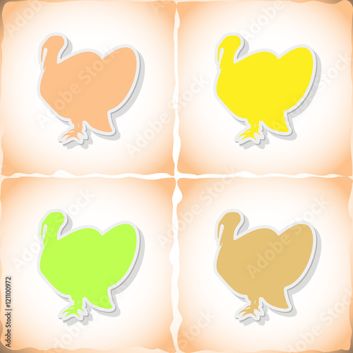 Turkey. Flat sticker with shadow on old paper