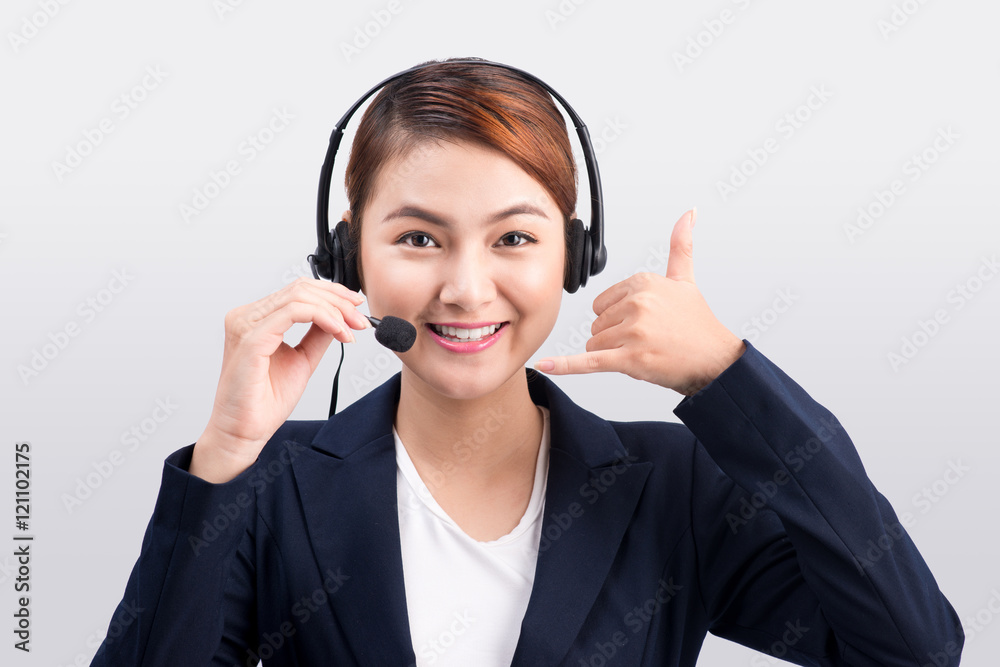 Portrait of beautiful young asian female customer service repres Portrait of beautiful young asian female customer service repres