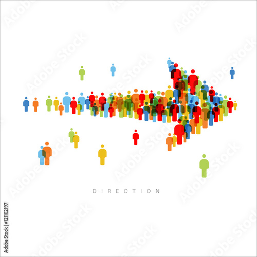 Direction arrow made from people icons