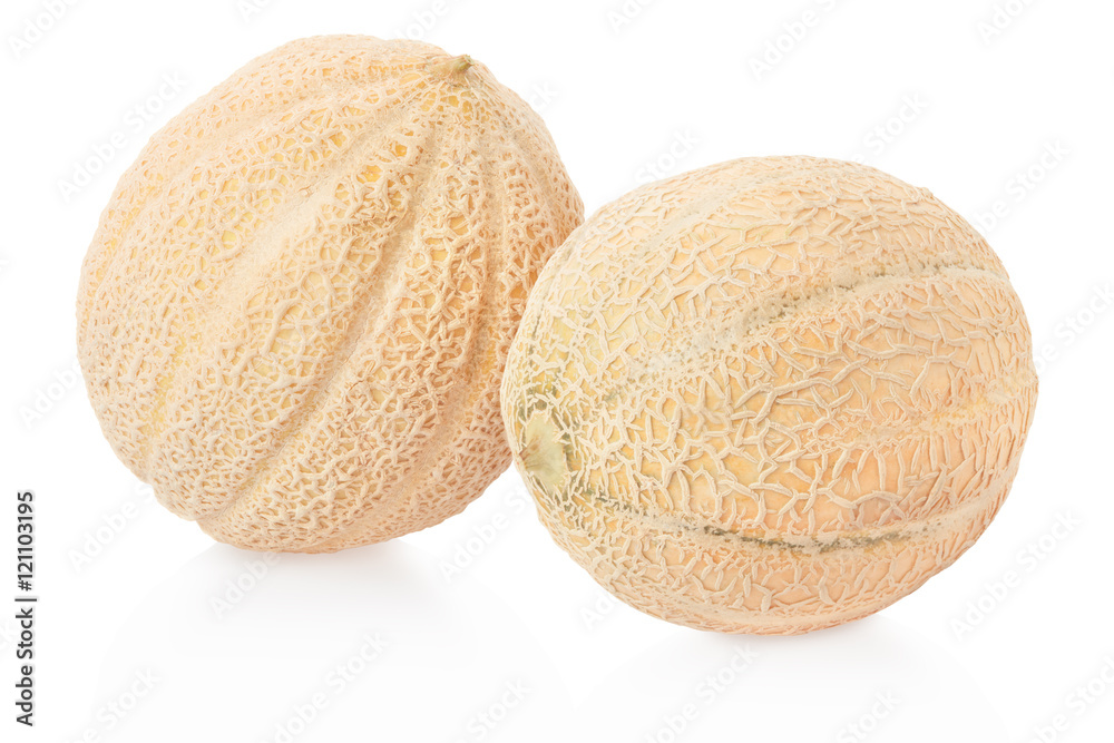Cantaloupe melons on white, clipping path Cantaloupe melons on white, clipping path