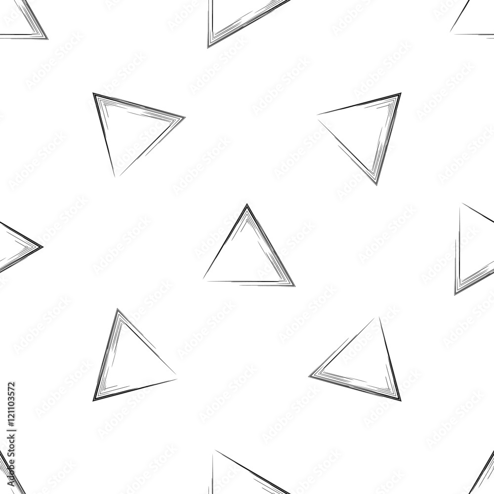 Hand Drawn vector seamless pattern made with ink. Triangles shapes isolated. Fabric design Hand Drawn vector seamless pattern made with ink. Triangles shapes isolated. Fabric design