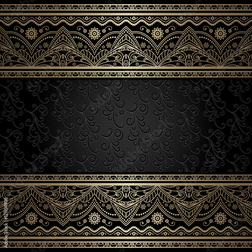 Vintage background with filigree gold borders