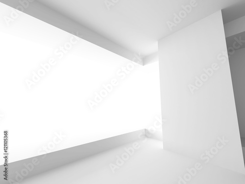 White Architecture Background. Modern Futuristic Building Exteri