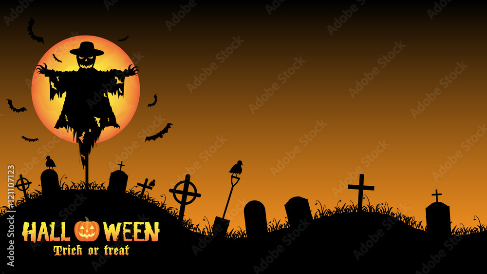 halloween graveyard background vector