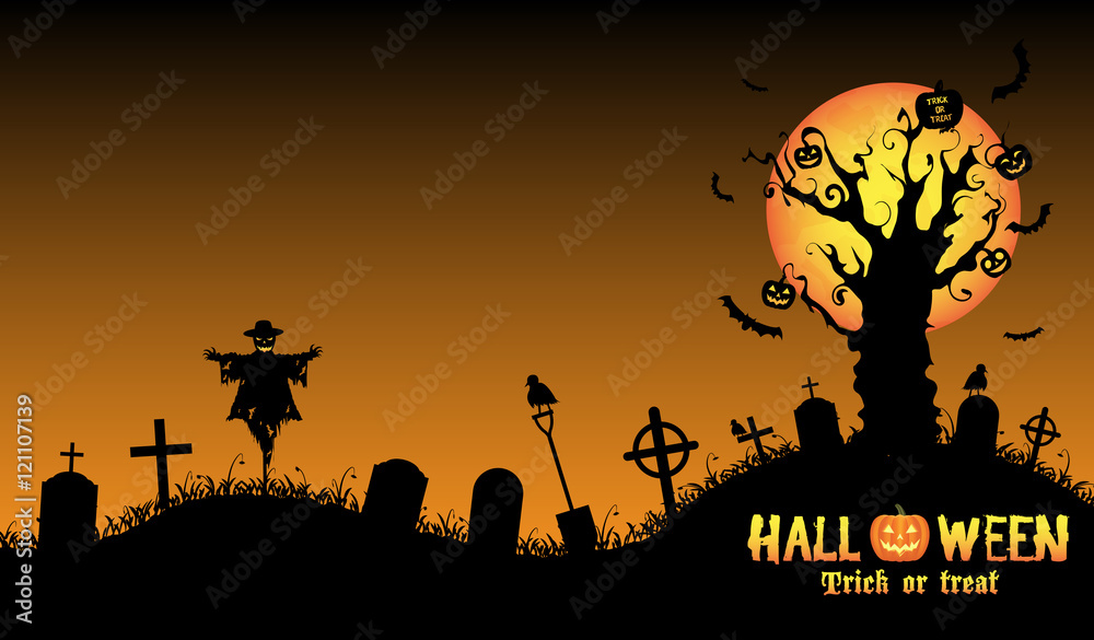 halloween graveyard background vector