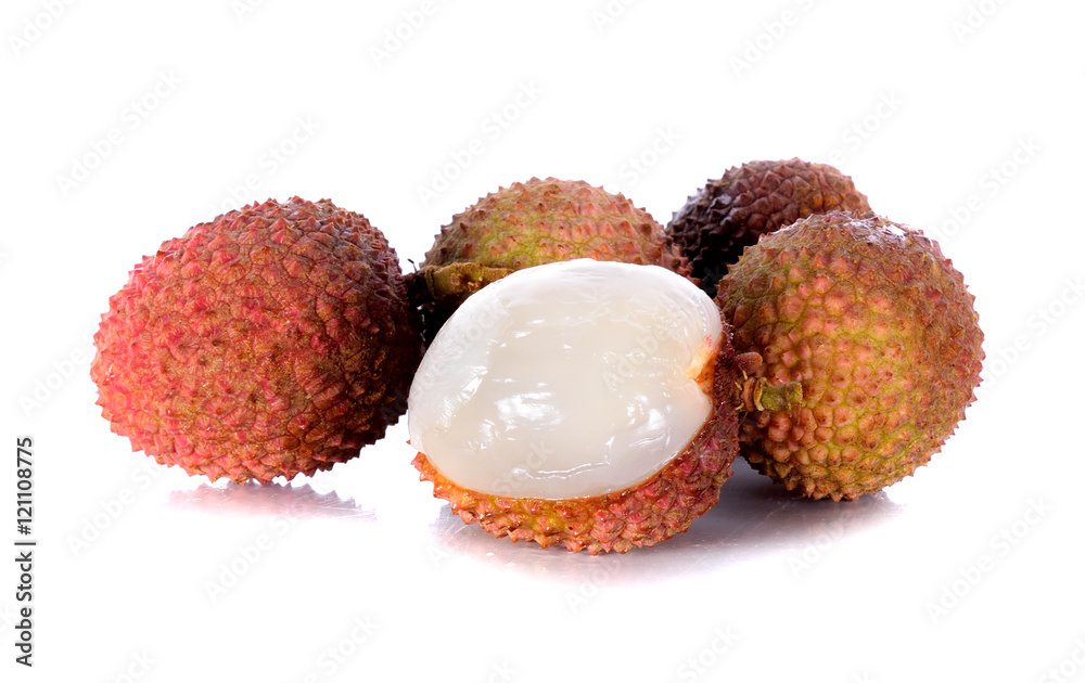 lychee on white background