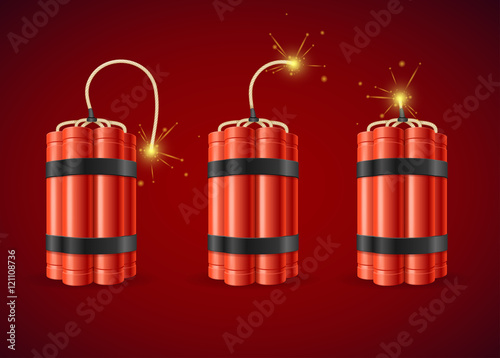 Detonate Dynamite Bomb Set. Vector