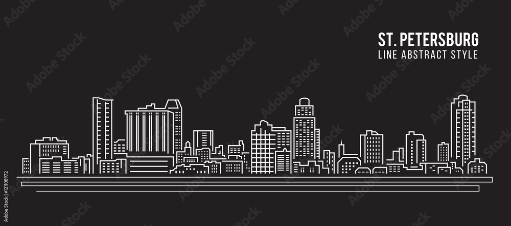 Cityscape Building Line art Vector Illustration design - Saint Petersburg city