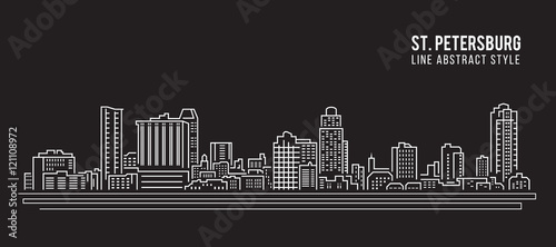 Cityscape Building Line art Vector Illustration design - Saint Petersburg city