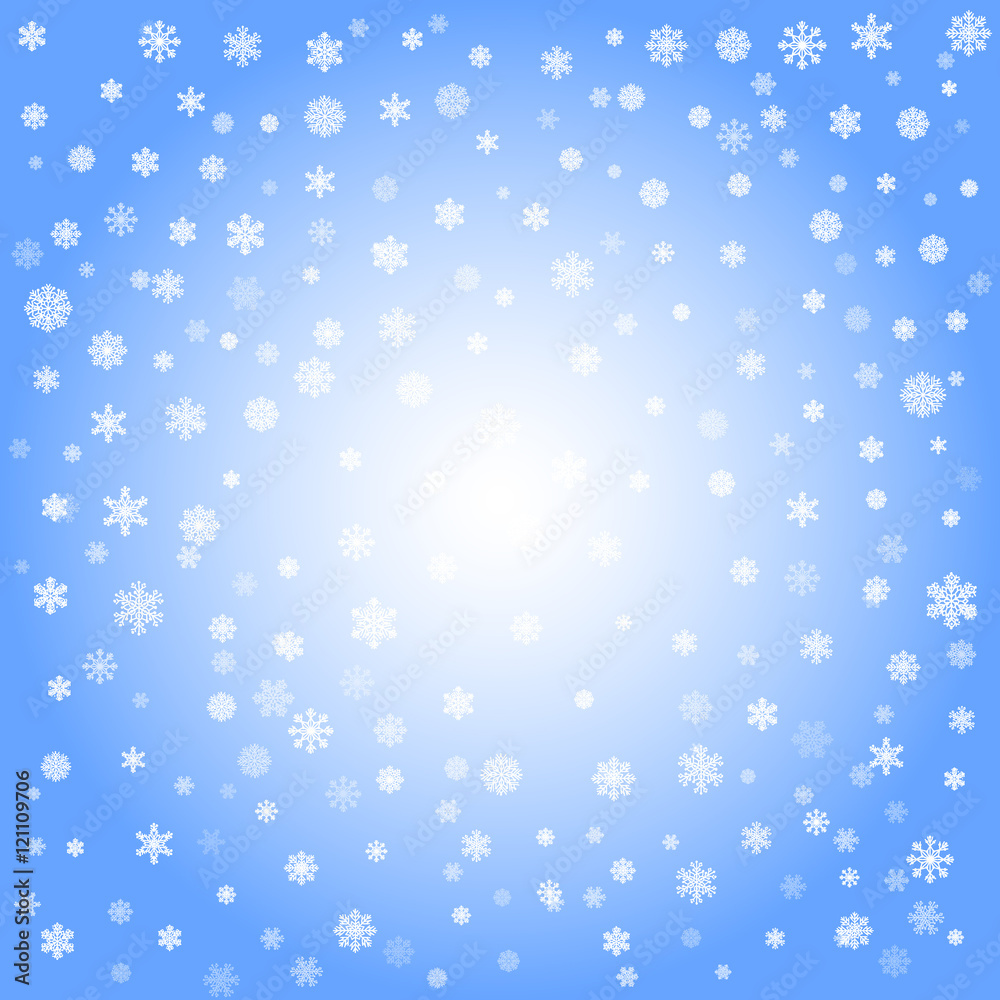 Winter blue background with snowflakes. Vector Illustration.