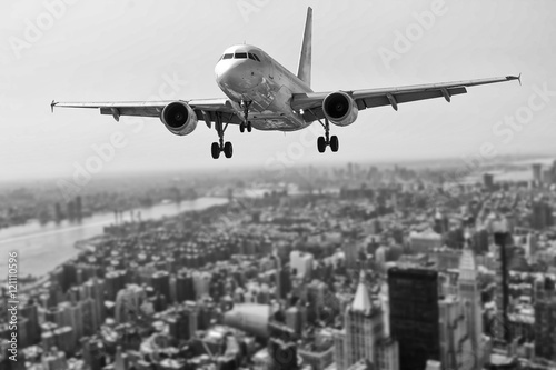 Airplane over Manhattan, NYC