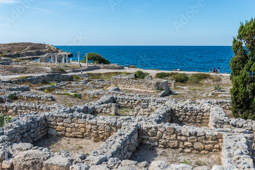 Ancient city Chersonese, ruins of Basilica 1935 VI-X c. , Sevastopol, Crimea, Russia