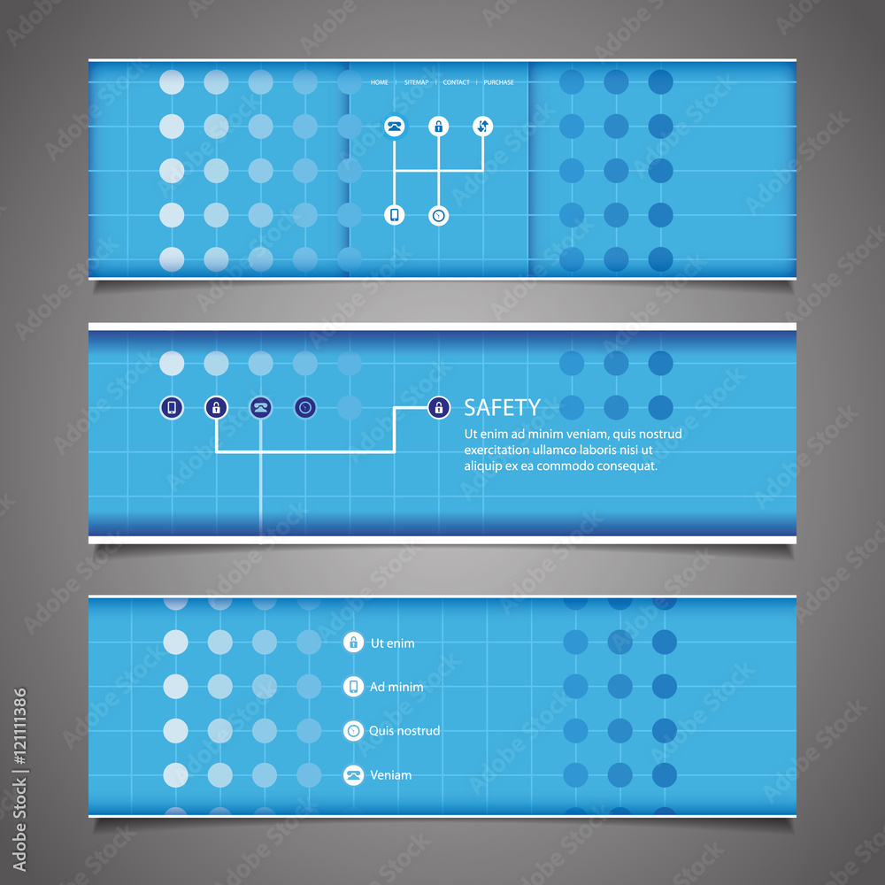 Fototapeta premium Web Design Elements - Blue Abstract Header Design with Dots