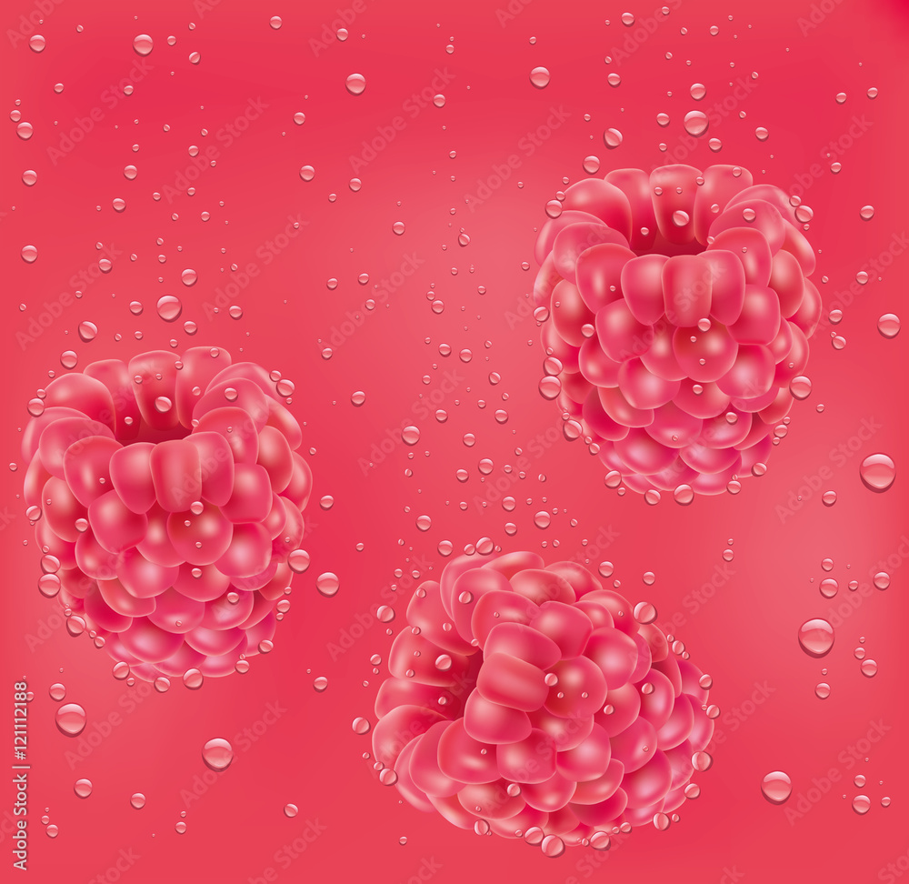 raspberry falling to the juice