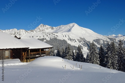 Fototapeta Naklejka Na Ścianę i Meble -  Snow covered Mt Lauenenhorn