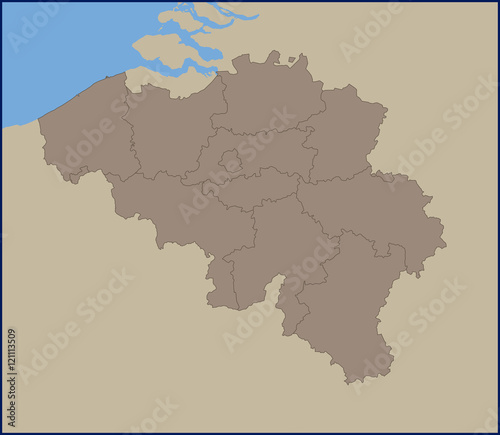 Empty Political Map of Belgium