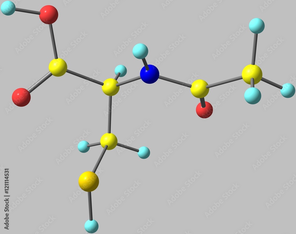 Acetylcysteine molecular structure isolated on grey Acetylcysteine molecular structure isolated on grey