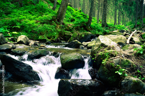 Mountain valley with river in the summer time