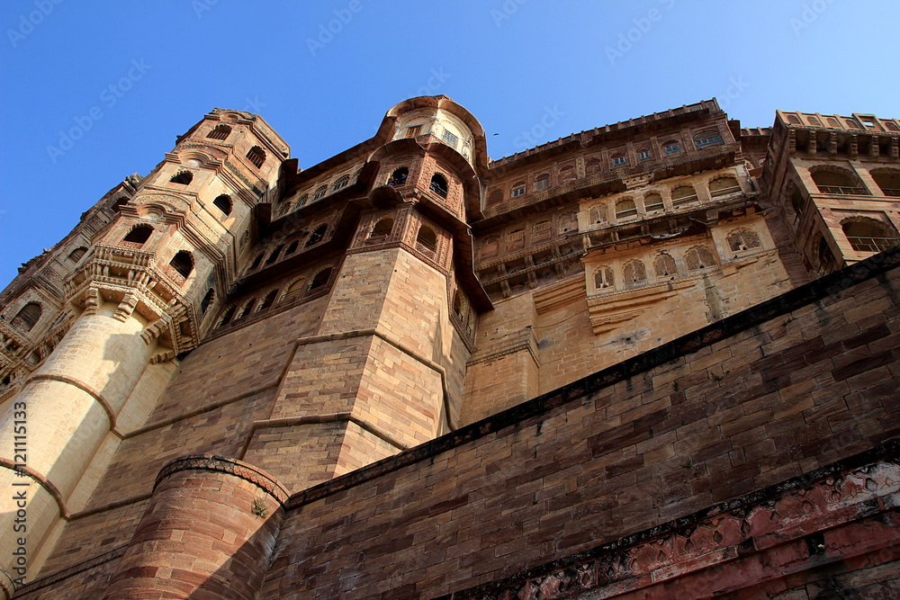 Low Angle View of Meharongarh Fort