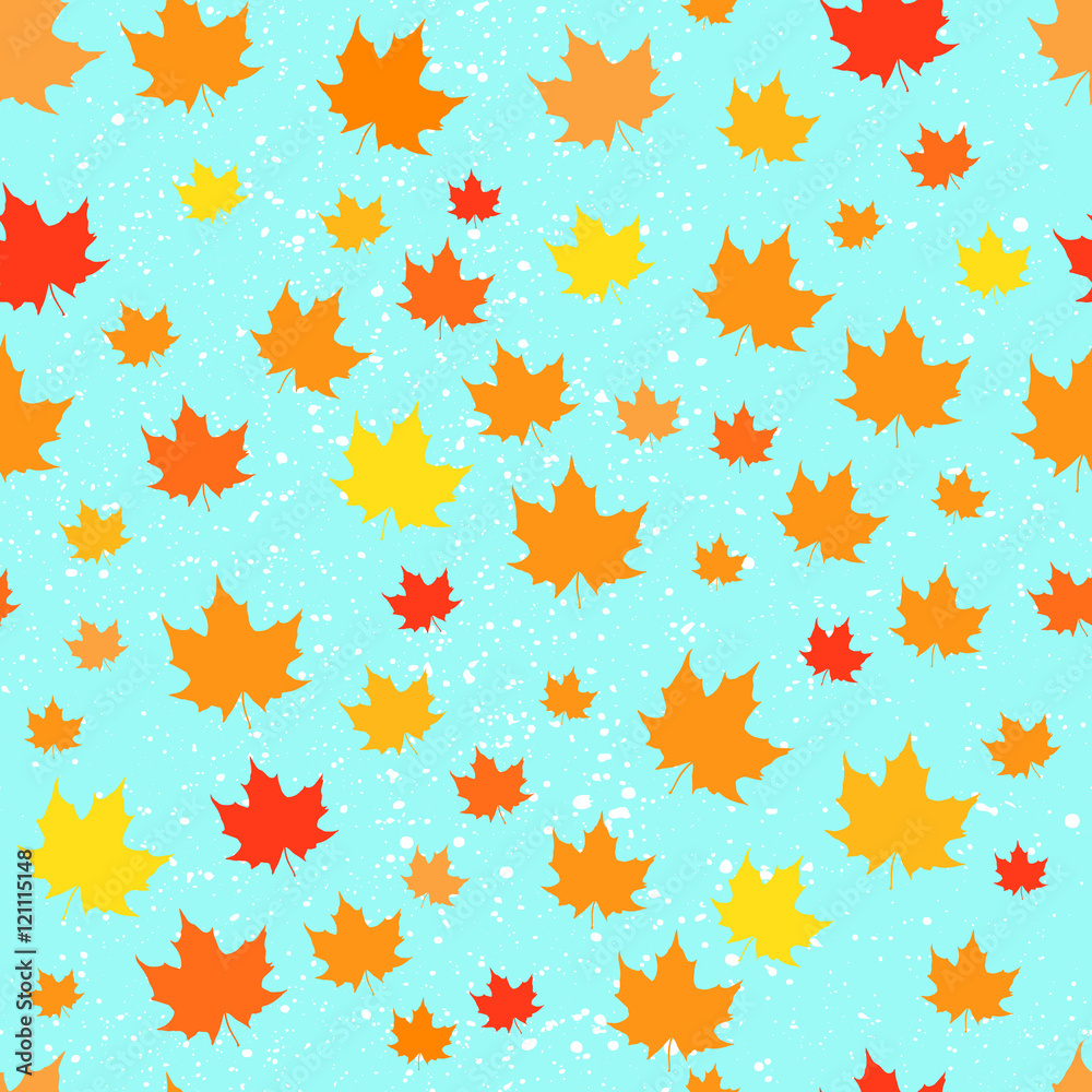 Colorful seamless pattern with autumn maple leaves. Vector illustration.