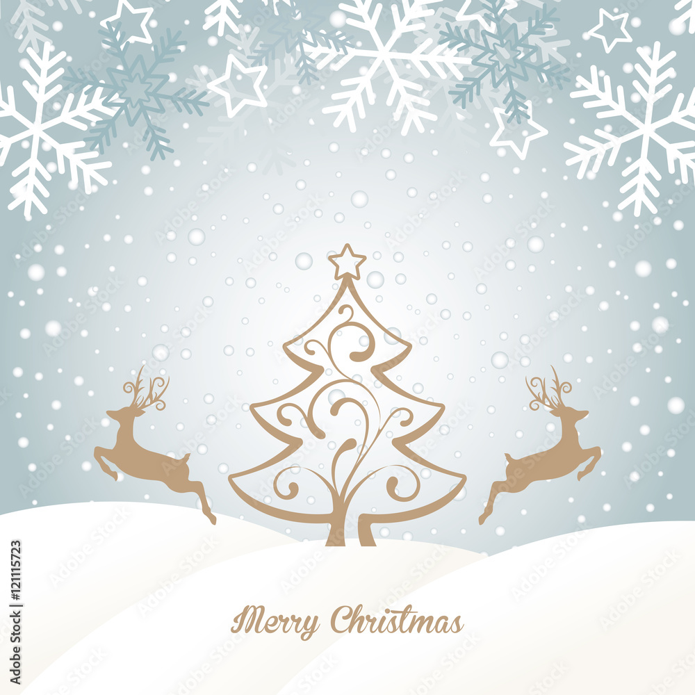 Winter Design with Reindeers and Greetings Winter Design with Reindeers and Greetings