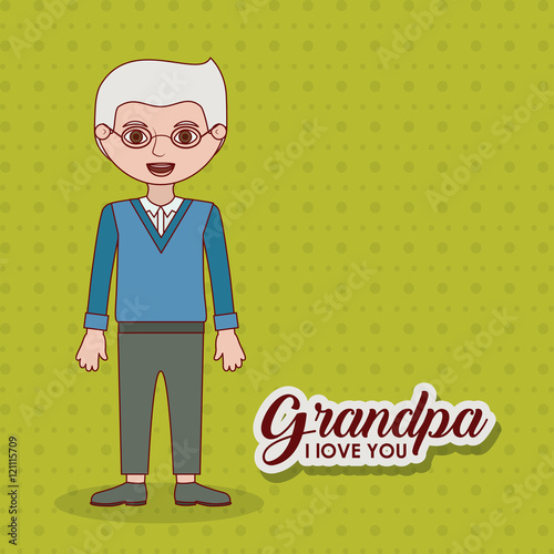 Old man cartoon icon. Grandfather grandpa and family theme. Colorful design. Vector illustration