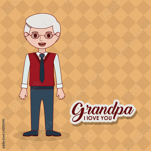 Old man cartoon icon. Grandfather grandpa and family theme. Colorful design. Vector illustration