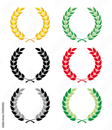 Collection of colorful laurel wreaths          
