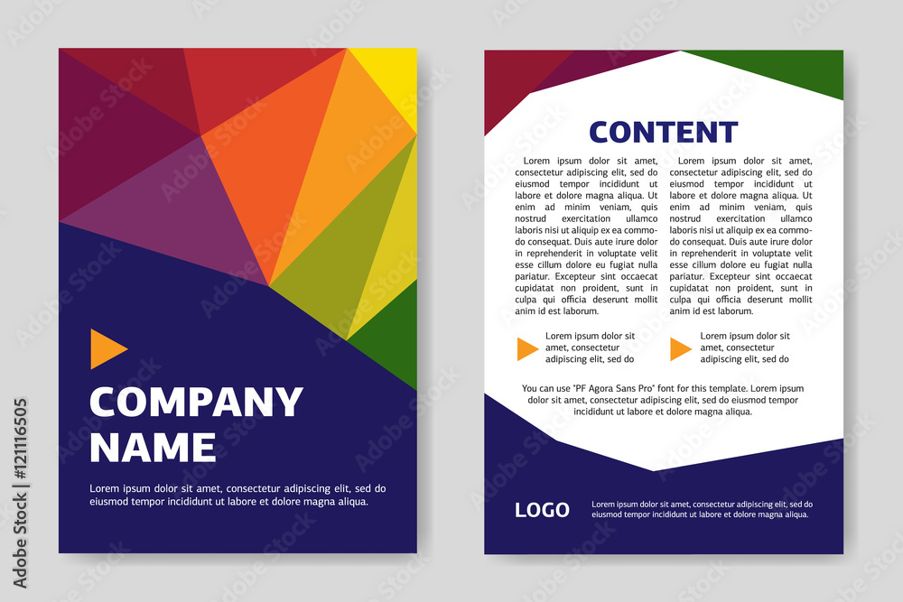 Fototapeta premium Template flyer design. Business cover and back side. Creative graphic illustration. Concept of brochure, card or magazine.