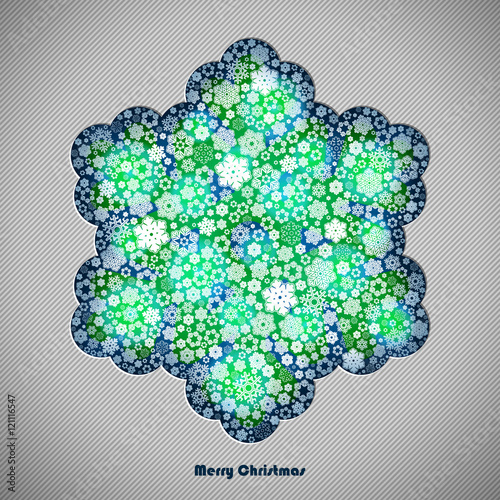 Winter vector background silhouette of the snowflake incision in the paper with space for your text. Season backdrop. Winter template.