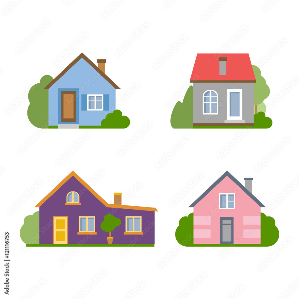Isolated cartoon house. Simple suburban house. Concept of real estate, property and ownership. Isolated cartoon house. Simple suburban house. Concept of real estate, property and ownership.