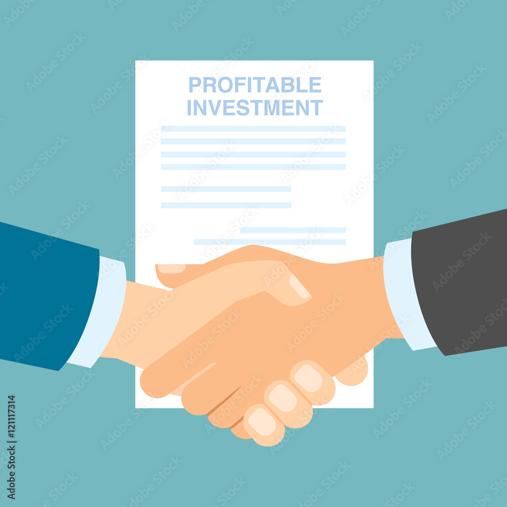 Profitable investments handshake. Making progress in business and finance.
