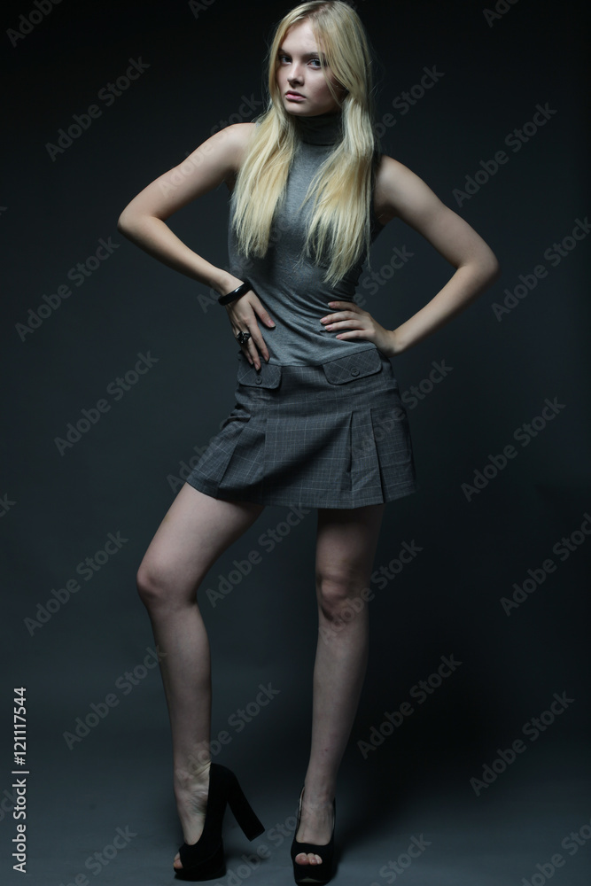 pretty model on grey background pretty model on grey background