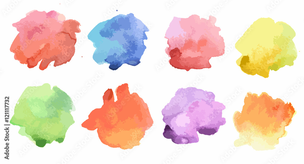 Watercolor paint set. Colorful paint illustration for decoration.