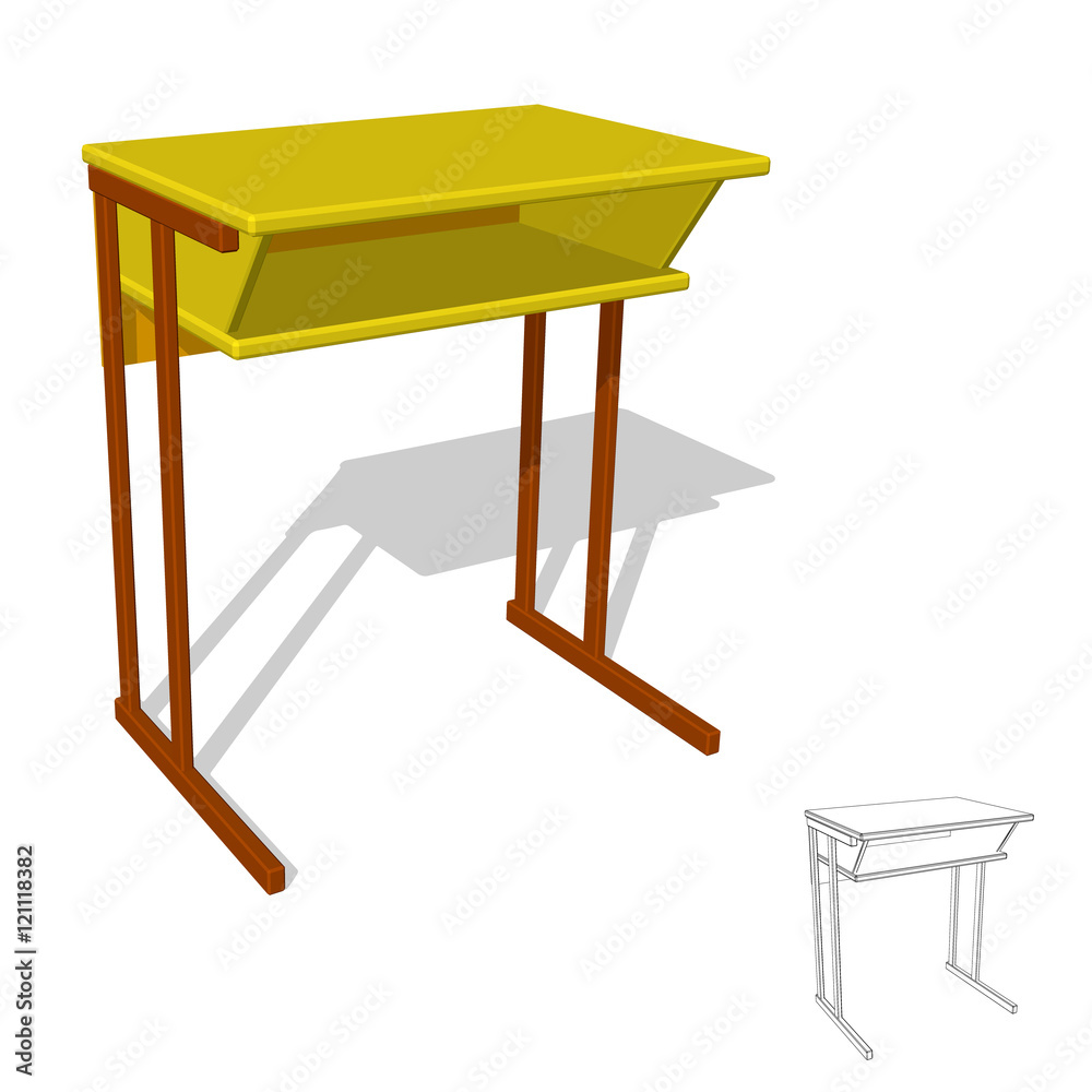 School desk.Isolated on white. 3d Vector illustration. School desk.Isolated on white. 3d Vector illustration.