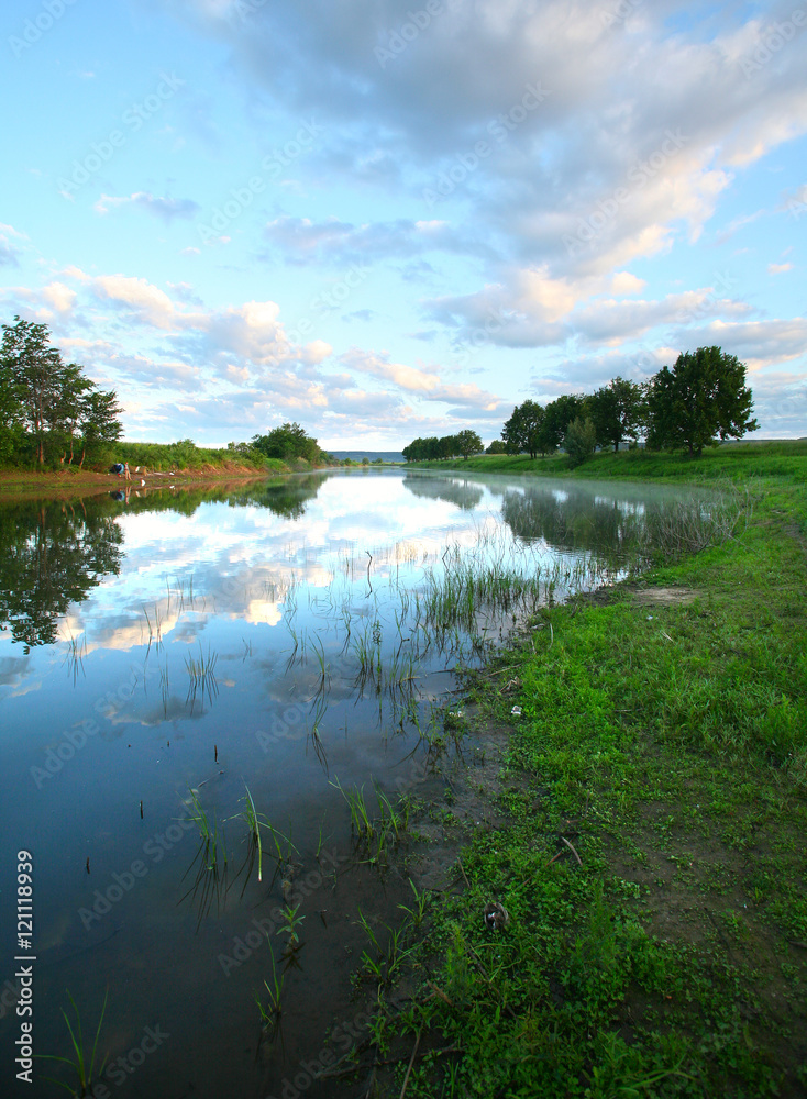 sunset over the river